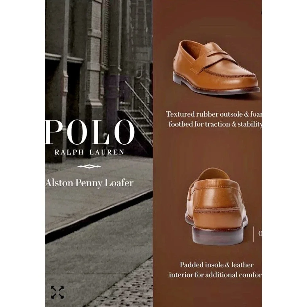 POLO RALPH LAUREN Men Size 12D Alston‎ Leather Penny Loafers Shoes Tan ‼️ READ‼️